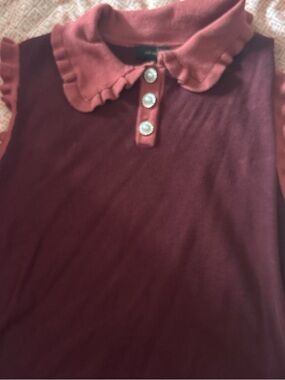 Girls' Ruffle Collar Polo Top in Burgundy and Rose